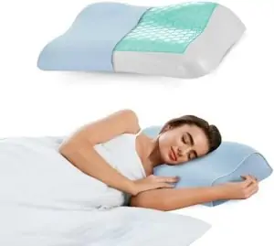 7C Cooling Gel Pillow - Jelly Memory Foam Pillow for Side Back Stomach Sleeper - Sleeping Travel Neck Gusseted Bed Pillows, Gel Layer Provides Coolness with Removable Washable Bamboo Cover （High）