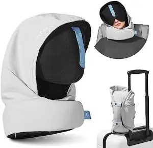 PLUTO POD Premium Travel Neck Pillow - Performance Foam Neck Support for Airplane Sleeping, Long Flights, Adults & Plane Travel - Best Airline Flight Pillows with Adjustable Velcro