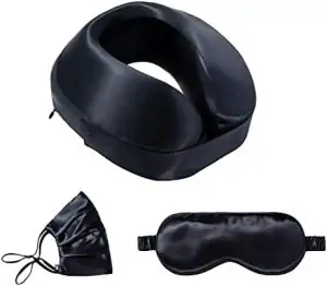SLIP Silk Frequent Flyer Travel Set - Black - Includes 1 x Silk Travel Neck Pillow, 1 x Silk Face Covering, 1 x Silk Sleep Mask (3 Count)