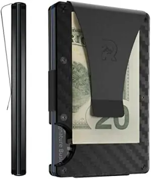 The Ridge Minimalist Slim Wallet For Men - RFID Blocking Front Pocket Credit Card Holder - Aluminum Metal Small Mens Wallets with Money Clip (Carbon Fiber)