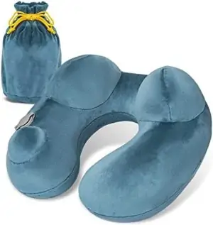 Wiyuam Travel Neck Pillow Office U-Shaped Hump Napping Pillow Self-Inflatable Travel Pillow for Sleeping Airplane Train Car